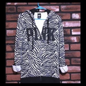 PINK Victoria's Secret Tops - Rare PINK zebra 🦓 hoodie PINK Victoria's Secret Tops - Rare PINK zebra 🦓 hoodie